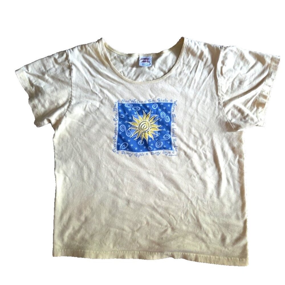 Size Medium Vintage 1997 Hawaii Crazy Shirts T-Shirt Yellow Sun All Cotton USA